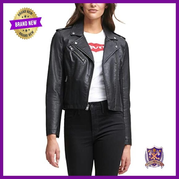 Faux Leather Moto Jacket - Classic Motorcycle Style - Regular & Plus Sizes - Picture 2 of 7